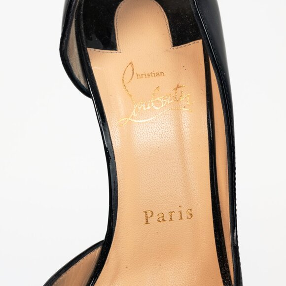 Christian Louboutin Iriza Black Patent Pointed Toe Half d'Orsay Pumps - Picture 8 of 8